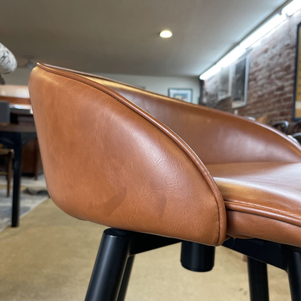 Room & Board Camel Leather Swivel Stool