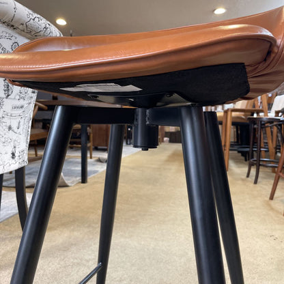 Room & Board Camel Leather Swivel Stool