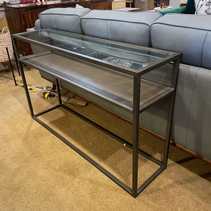 Crate & Barrel Metal Frame Glass Top Console