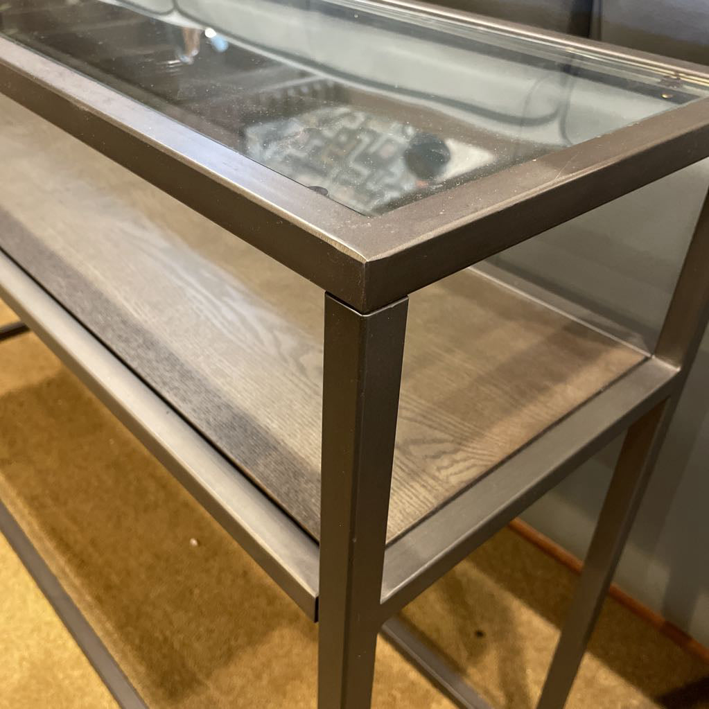 Crate & Barrel Metal Frame Glass Top Console
