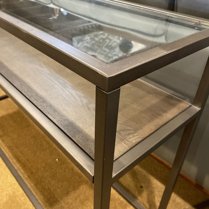 Crate & Barrel Metal Frame Glass Top Console