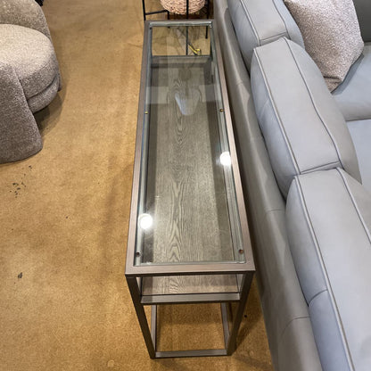 Crate & Barrel Metal Frame Glass Top Console