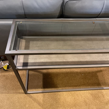 Crate & Barrel Metal Frame Glass Top Console