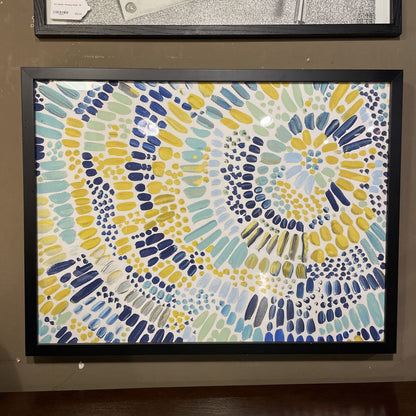 Sunburst Paint Strokes Print - Blue/Yellow/Teal