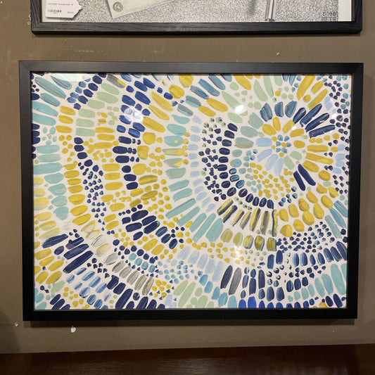 Sunburst Paint Strokes Print - Blue/Yellow/Teal ART