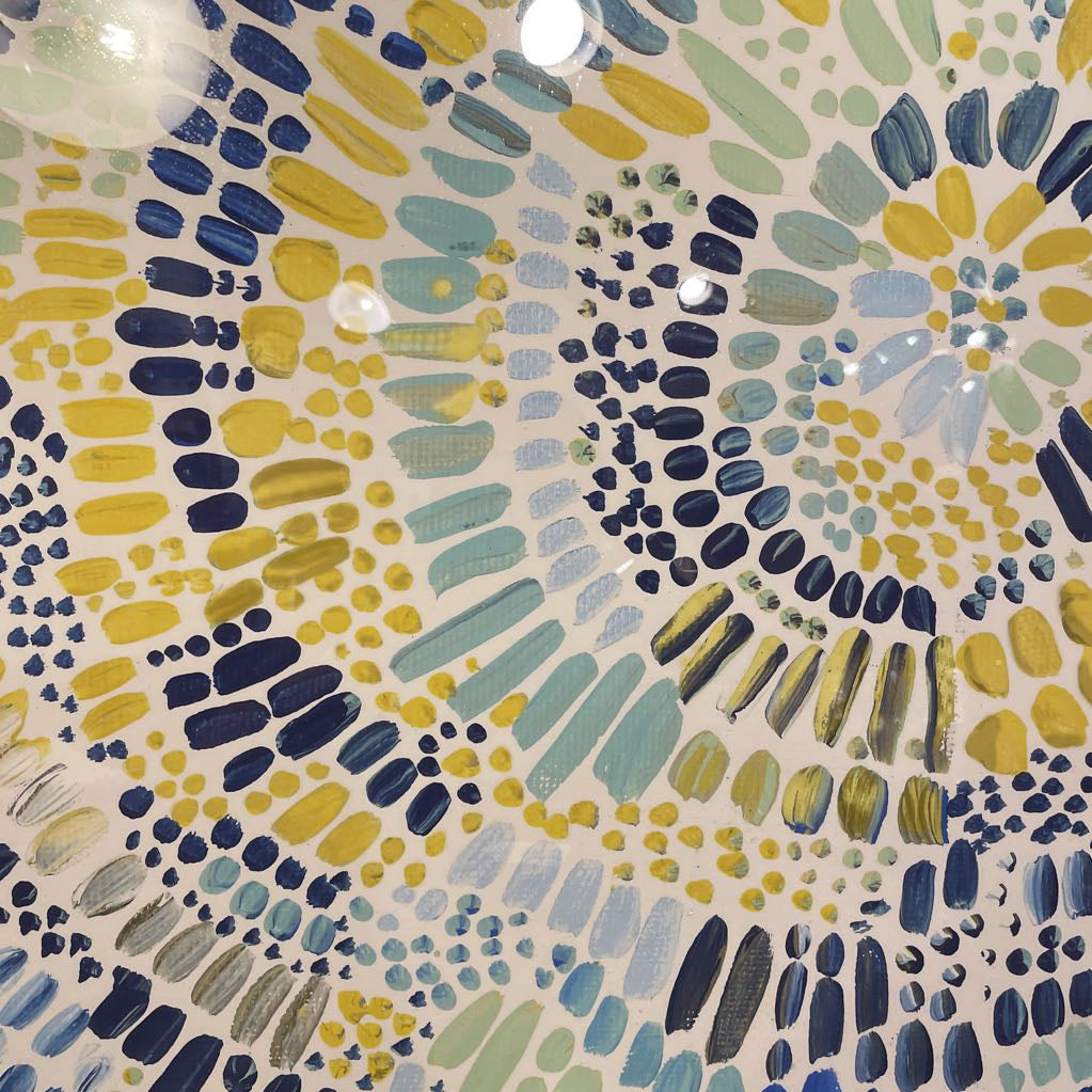 Sunburst Paint Strokes Print - Blue/Yellow/Teal