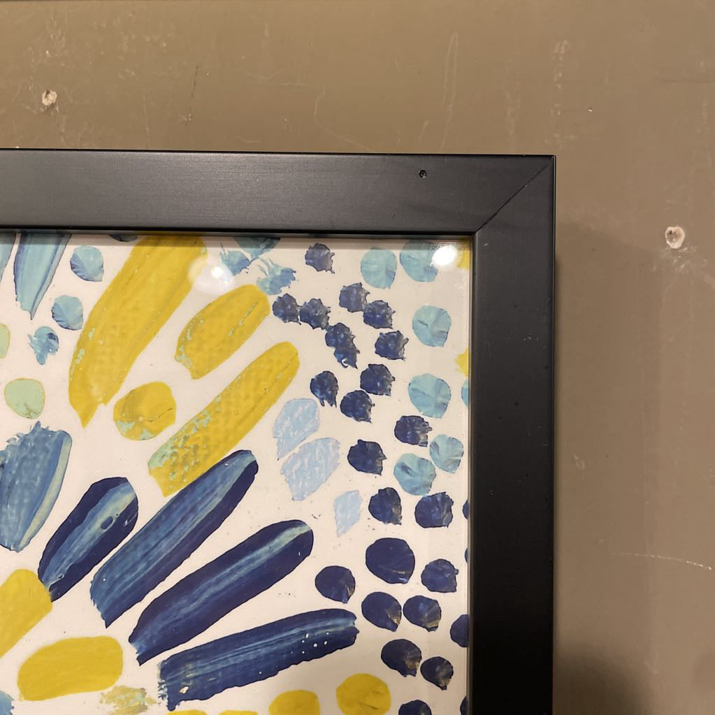 Sunburst Paint Strokes Print - Blue/Yellow/Teal