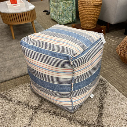 BETTER HOMES & GRADEN Red & Blue Striped Pouf U OTTOMANS