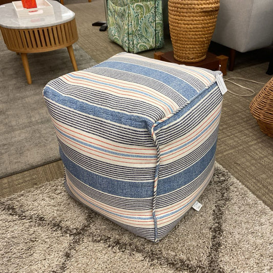 BETTER HOMES & GRADEN Red & Blue Striped Pouf U OTTOMANS