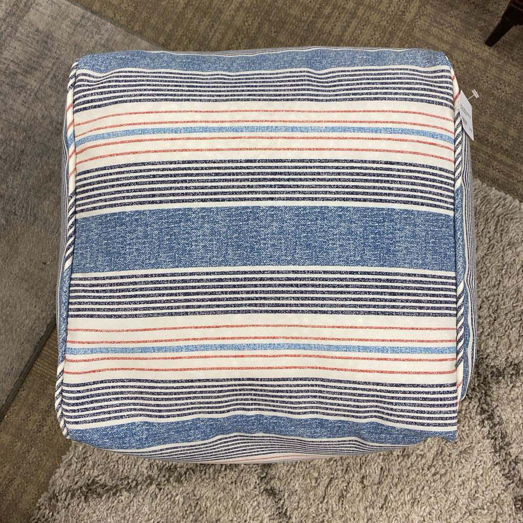 BETTER HOMES & GRADEN Red & Blue Striped Pouf U OTTOMANS