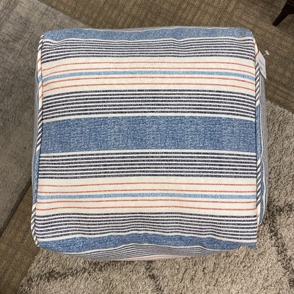 BETTER HOMES & GRADEN Red & Blue Striped Pouf U OTTOMANS