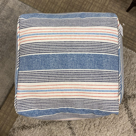 BETTER HOMES & GRADEN Red & Blue Striped Pouf U OTTOMANS