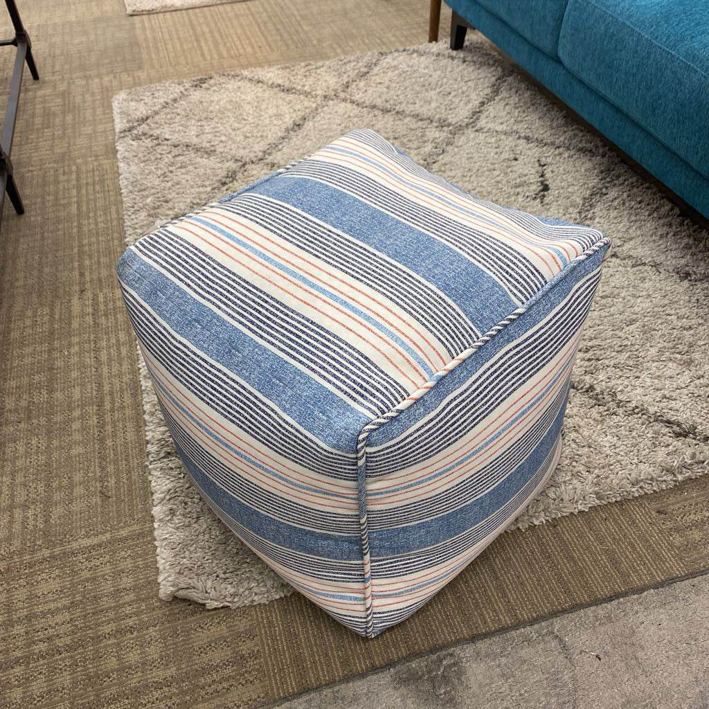 BETTER HOMES & GRADEN Red & Blue Striped Pouf U OTTOMANS