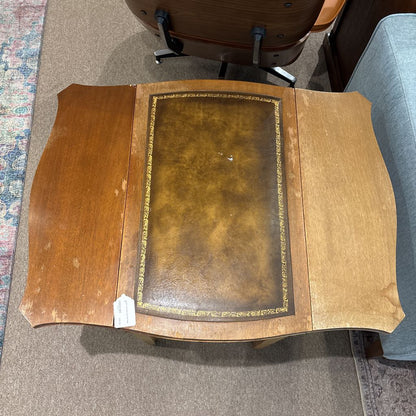 Leather Top Drop Leaf End Table