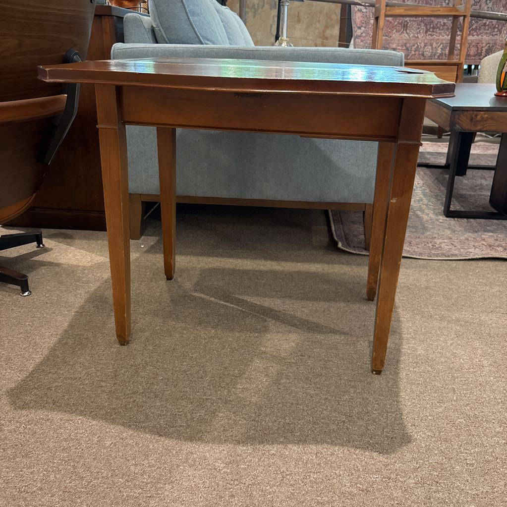 Leather Top Drop Leaf End Table