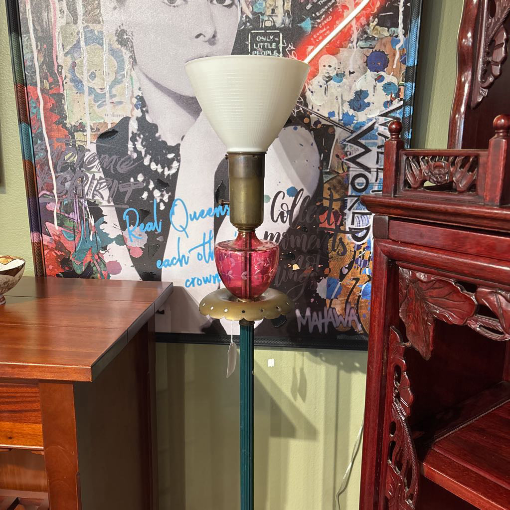 Cranberry Glass Floor Lamp
