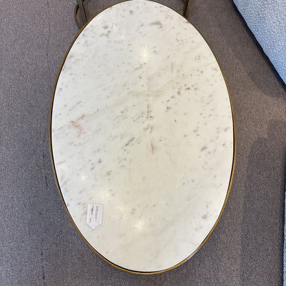 Oval Marble Coffee Table w/ Nesting Glass Table