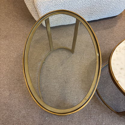 Oval Marble Coffee Table w/ Nesting Glass Table