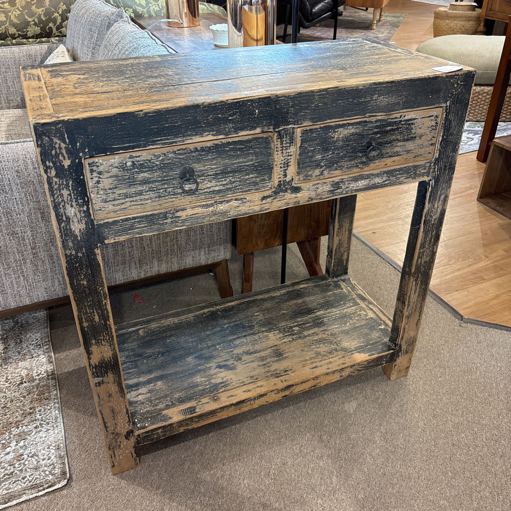Distressed Two-Drawer Console