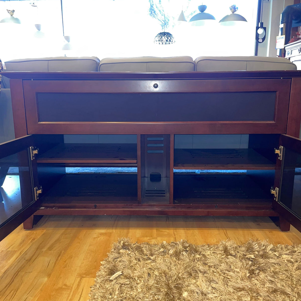 BDI Smoked Glass & Wood 2 Door Media Console C MEDIA STANDS