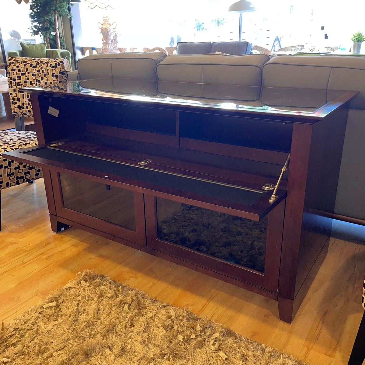 BDI Smoked Glass & Wood 2 Door Media Console C MEDIA STANDS
