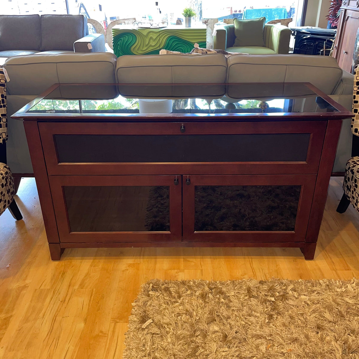 BDI Smoked Glass & Wood 2 Door Media Console C MEDIA STANDS
