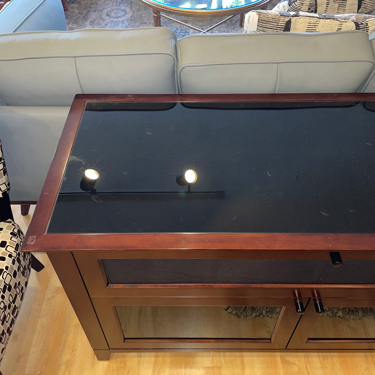 BDI Smoked Glass & Wood 2 Door Media Console C MEDIA STANDS