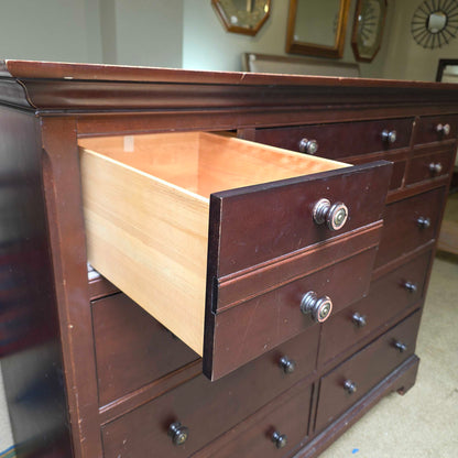 Mid-height Dark Wood 9 Drawer Dresser
