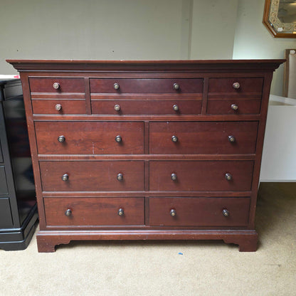 Mid-height Dark Wood 9 Drawer Dresser
