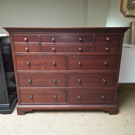 Mid-height Dark Wood 9 Drawer Dresser