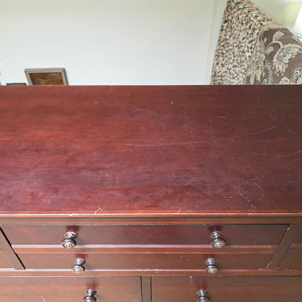 Mid-height Dark Wood 9 Drawer Dresser