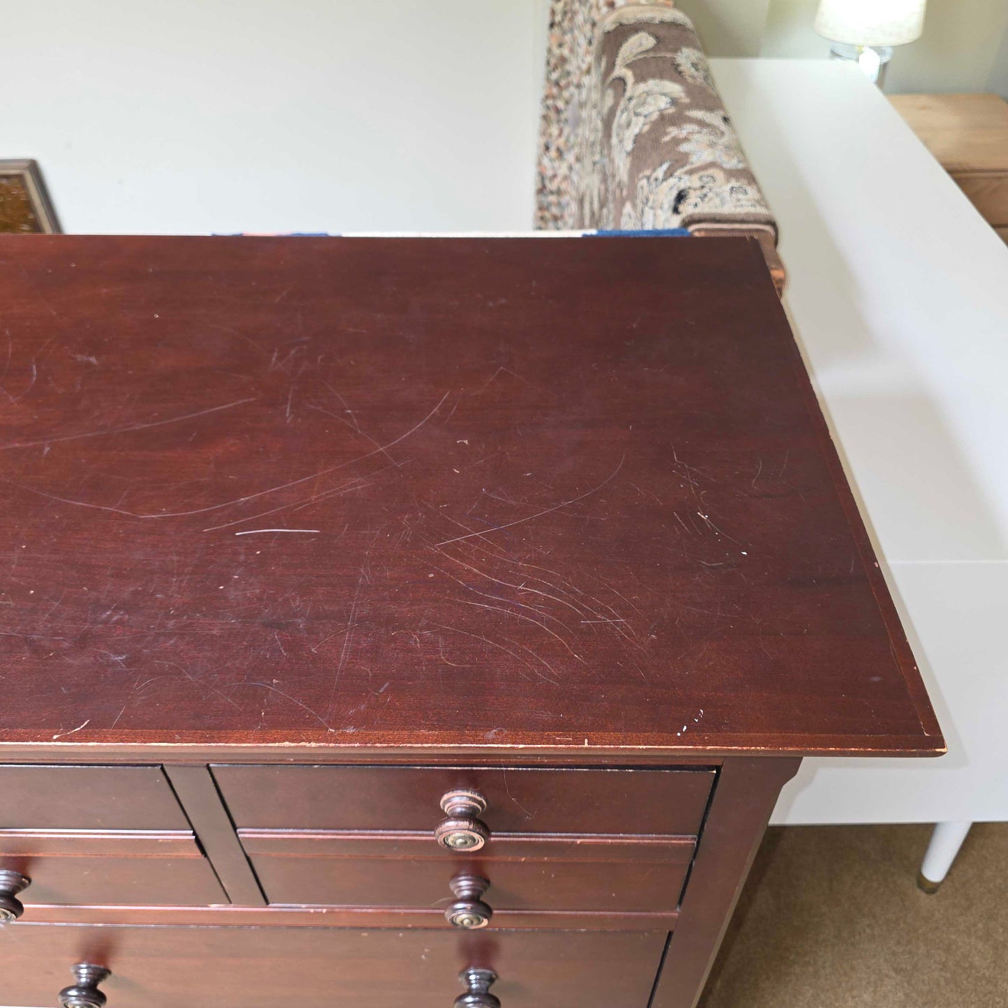 Mid-height Dark Wood 9 Drawer Dresser