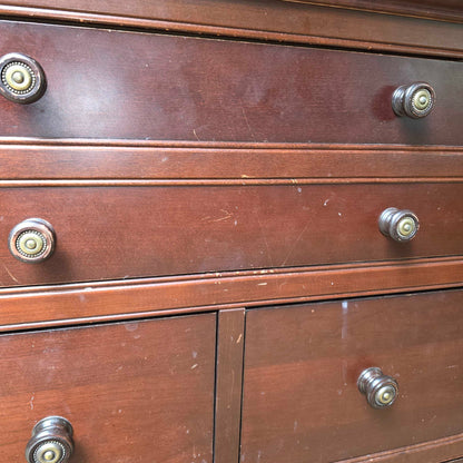 Mid-height Dark Wood 9 Drawer Dresser