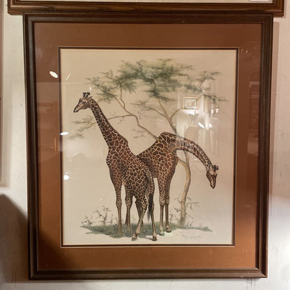 2 Giraffes Framed Art
