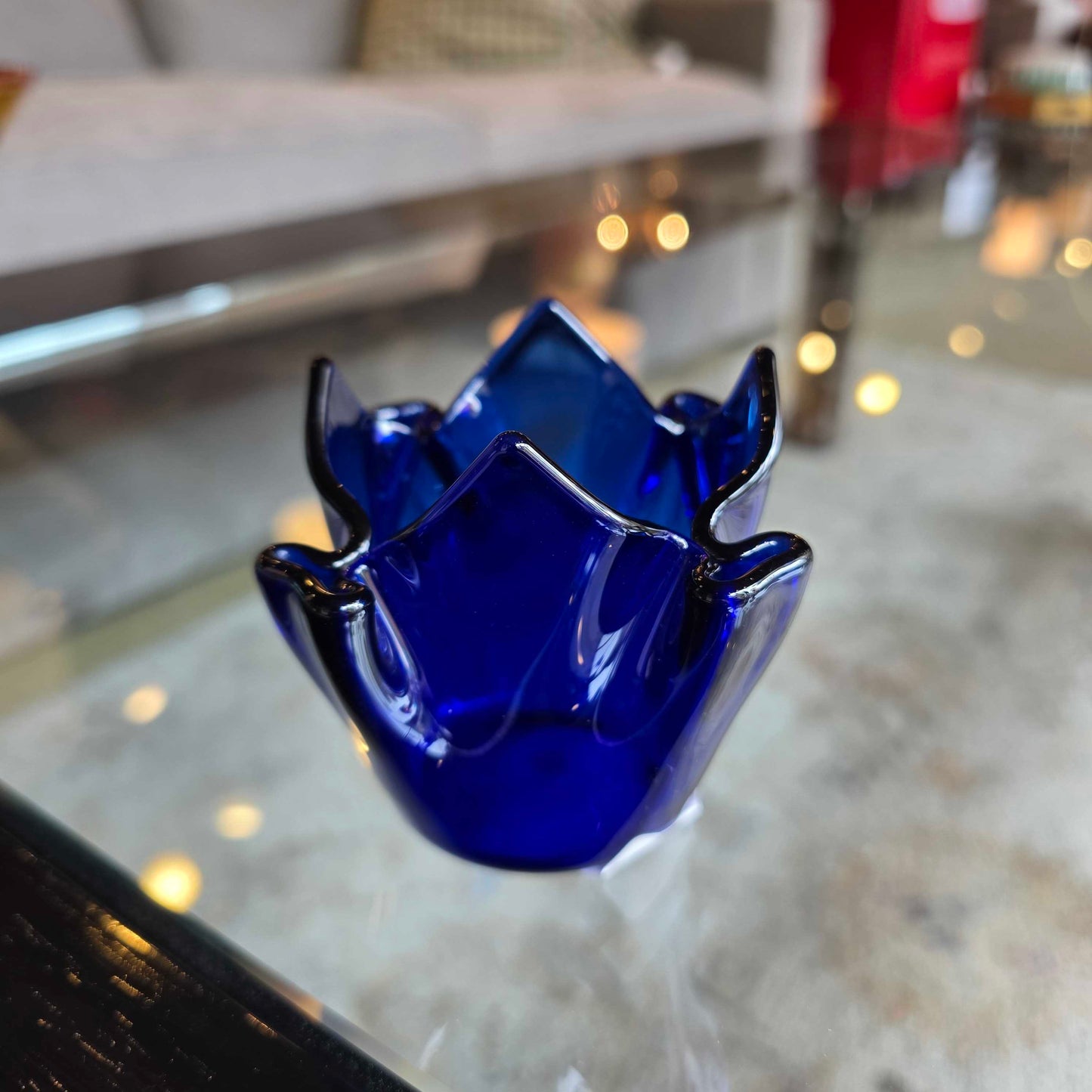 Deep Blue Glass with Pointy Rim Cup SMALLS