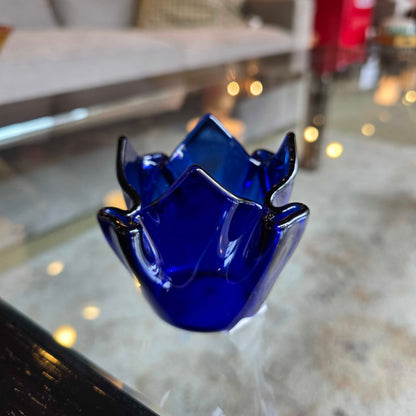 Deep Blue Glass with Pointy Rim Cup SMALLS