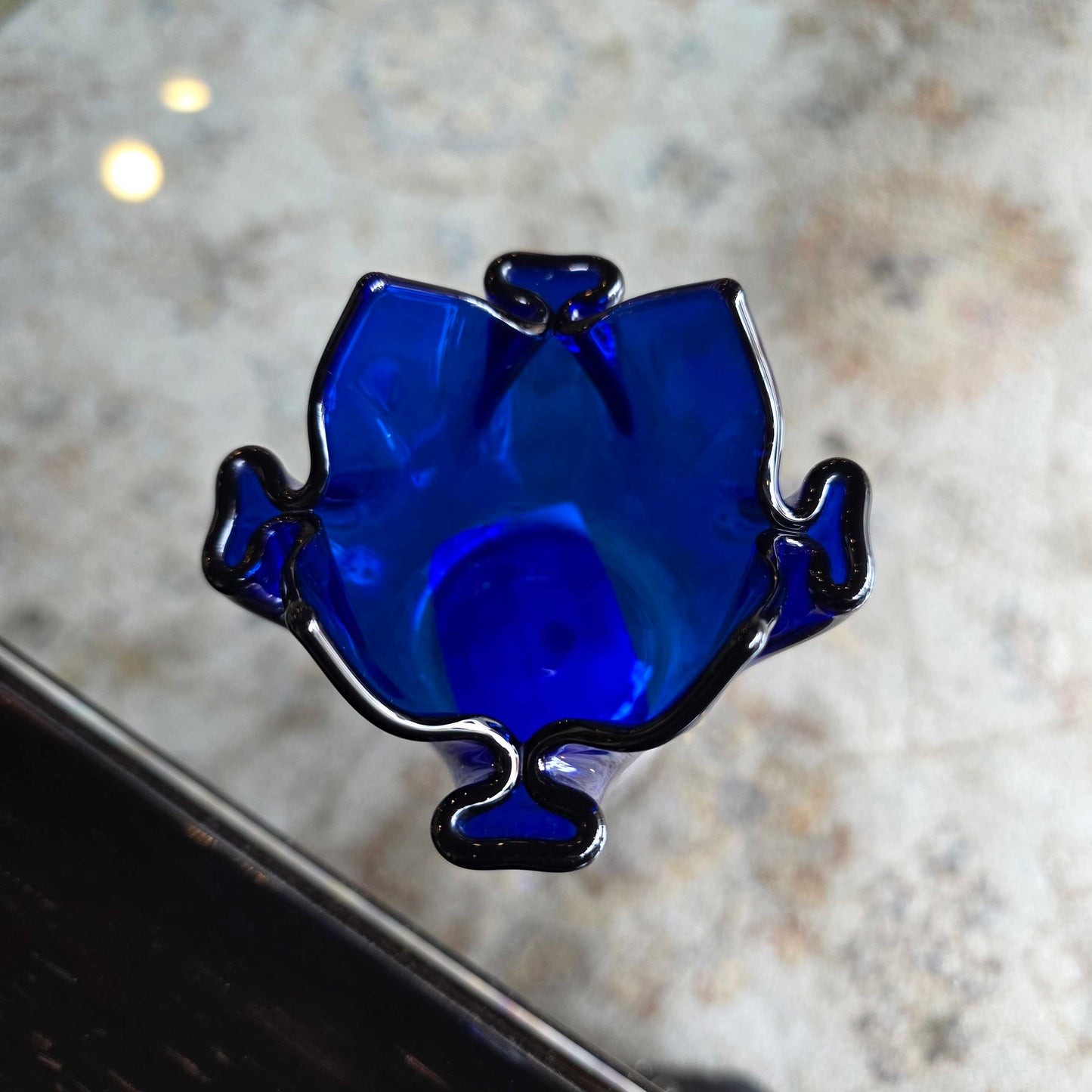 Deep Blue Glass with Pointy Rim Cup SMALLS