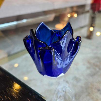 Deep Blue Glass with Pointy Rim Cup SMALLS