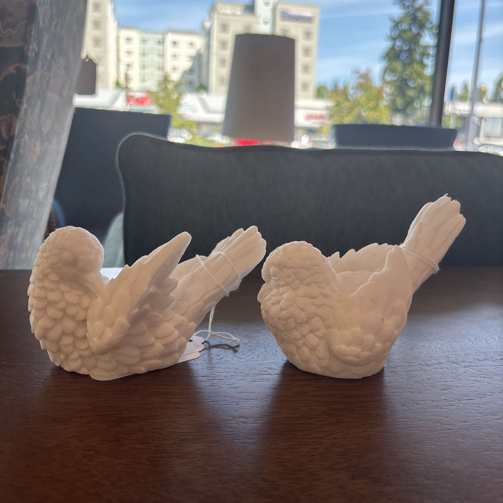 Pair of Alabaster Dove Figures SMALLS