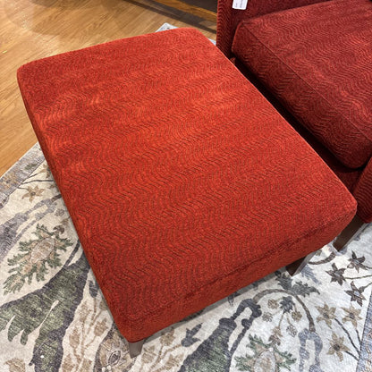 Thyer Coggin Blood Orange Wave Pattern Accent Chair w/ Ottoman