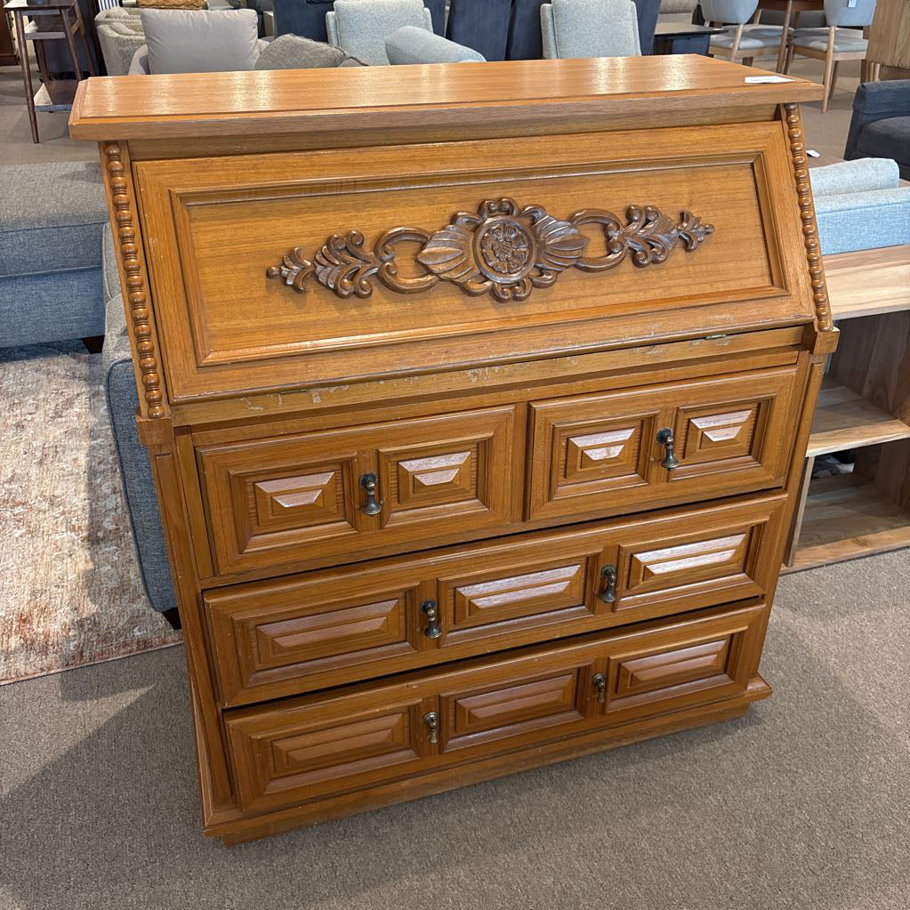 Teak Wood Secretary Desk (AS IS)