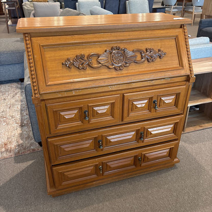 Teak Wood Secretary Desk (AS IS)