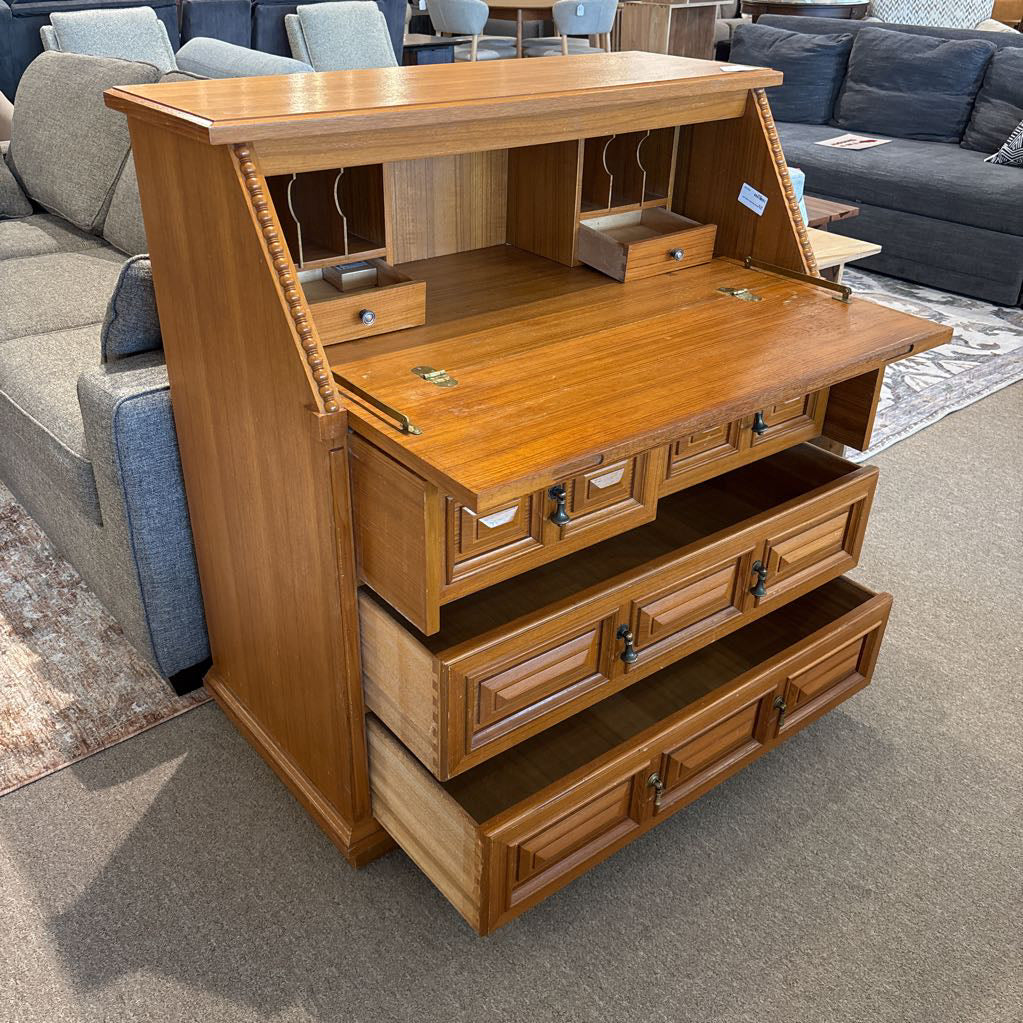 Teak Wood Secretary Desk (AS IS)