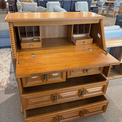 Teak Wood Secretary Desk (AS IS)