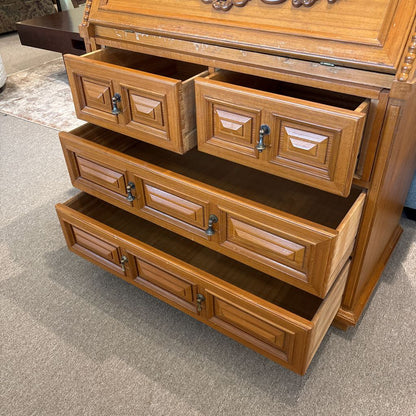 Teak Wood Secretary Desk (AS IS)