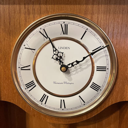 Vintage Linden Pendulum Clock in Wood & Glass Display Case