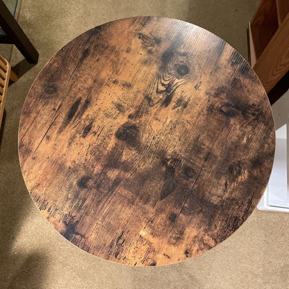 Round Wood Top with Black Metal Base Rolling Table C SIDE TABLES