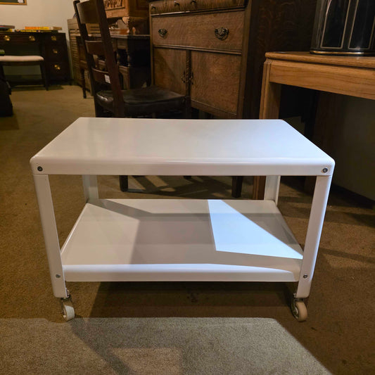 Oblong White Vintage IKEA 2 Level Rolling Table