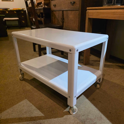 Oblong White Vintage IKEA 2 Level Rolling Table