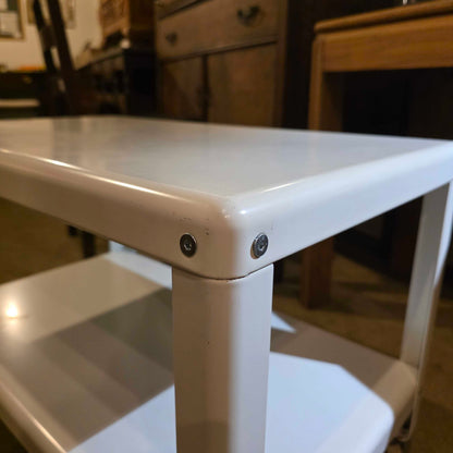 Oblong White Vintage IKEA 2 Level Rolling Table
